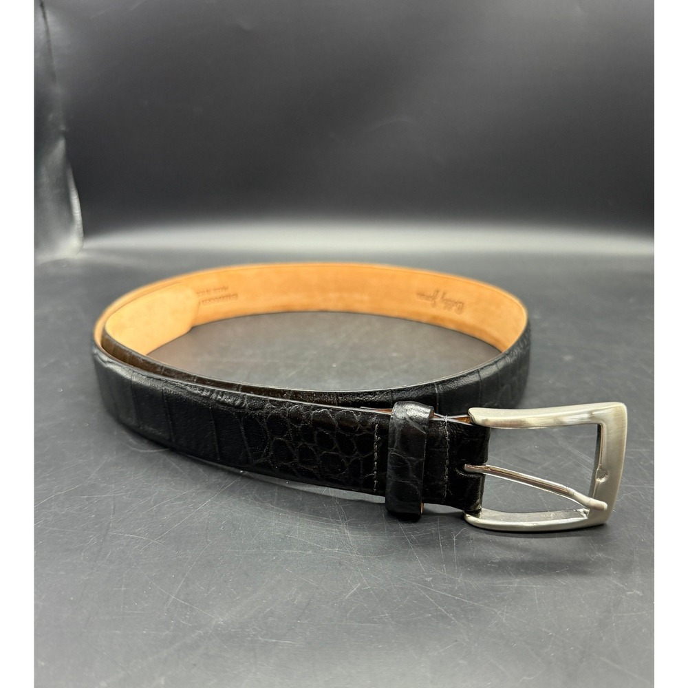 Vtg Bobbie Jones Embossed Croc Black Belt 36 USA